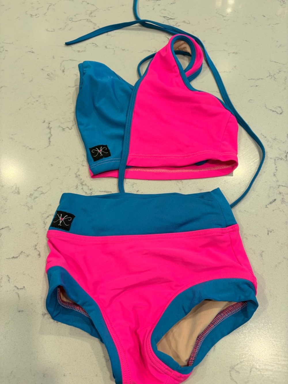 Kids Two-Piece Active Swim Set - Hot Pink & Teal